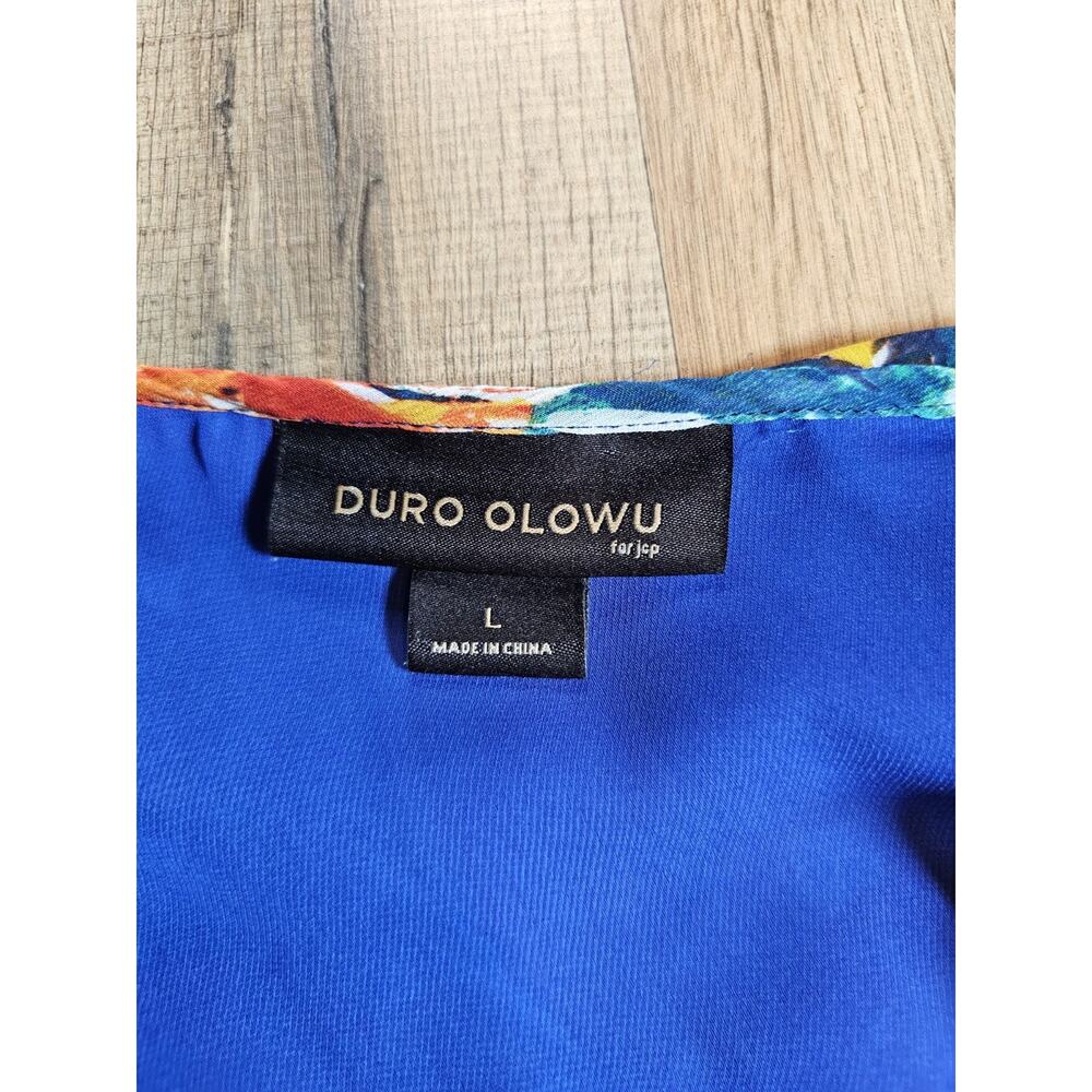 Duro Olowu Floral Chiffon Ruffle Dress Women's L Midi Rouched Waist Gorgeous - Picture 6 of 7